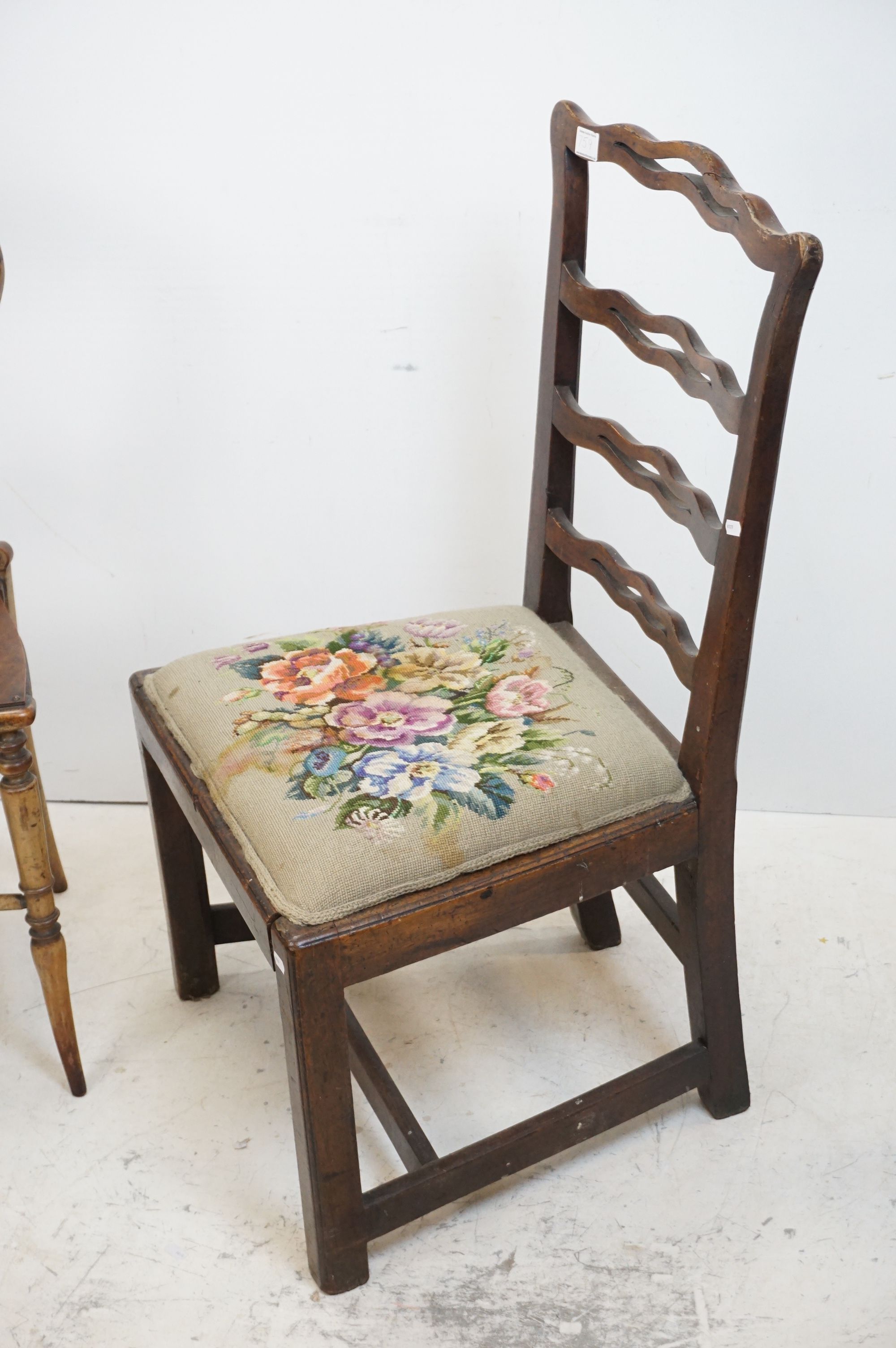Victorian Bedroom Chair with entwined ornately carved back together with a Victorian Balloon Back - Image 2 of 6