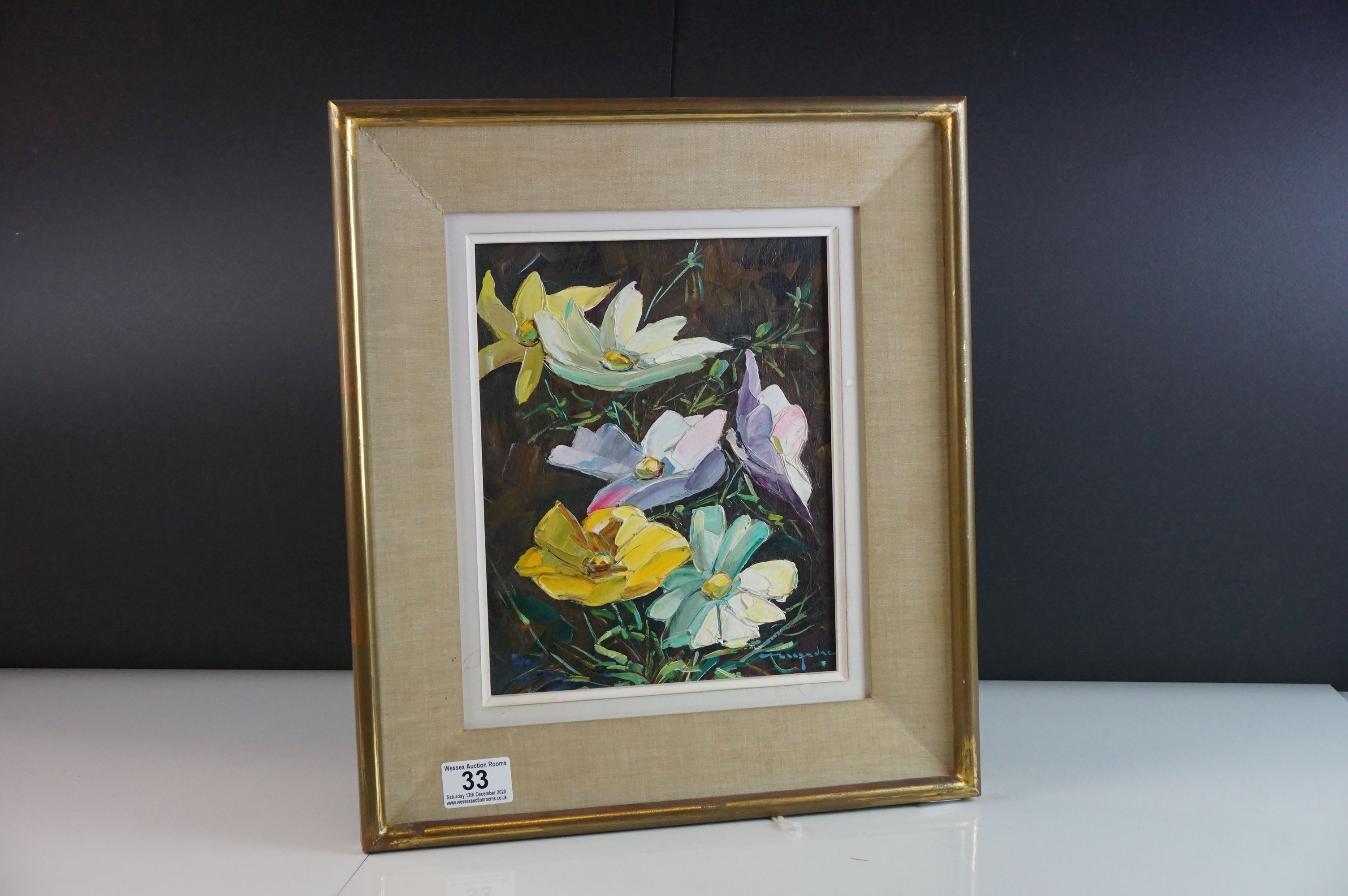 Elie Bernadac (1913 - 1999), Mid 20th century Oil Painting on Board, Stiff Life of Flowers,