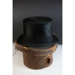 Late 19th / Early 20th century Black Silk Top Hat (inner rim measures 20cms x 16.5cms) fitted within