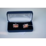 Pair of Silver and Enamel Nude Cufflinks, cased