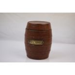 Wooden Lidded Box in the form of a Barrel made from the teak of H.M.S. Terrible (1895-1932), (