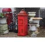Reconstituted Stone and Metal Red Painted Victorian Style Post Box, 112cms high