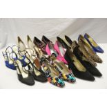 Quantity of designer shoes to include Bruno Magli patent leather heeled loafers, unworn, UK size