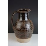 Chris Aston Studio Pottery Large Jug, 38cms high, stamped to base and label to neck