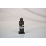 Patinated Metal Figure of a Temple Monkey on Plinth Base, 7.5cms high