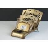 Early 20th century Art Nouveau Brass Folding Letter Rack and Inkwell with German registration