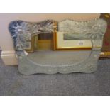 Venetian mirror, 2' long 18" tall with an oval inset plain mirror,