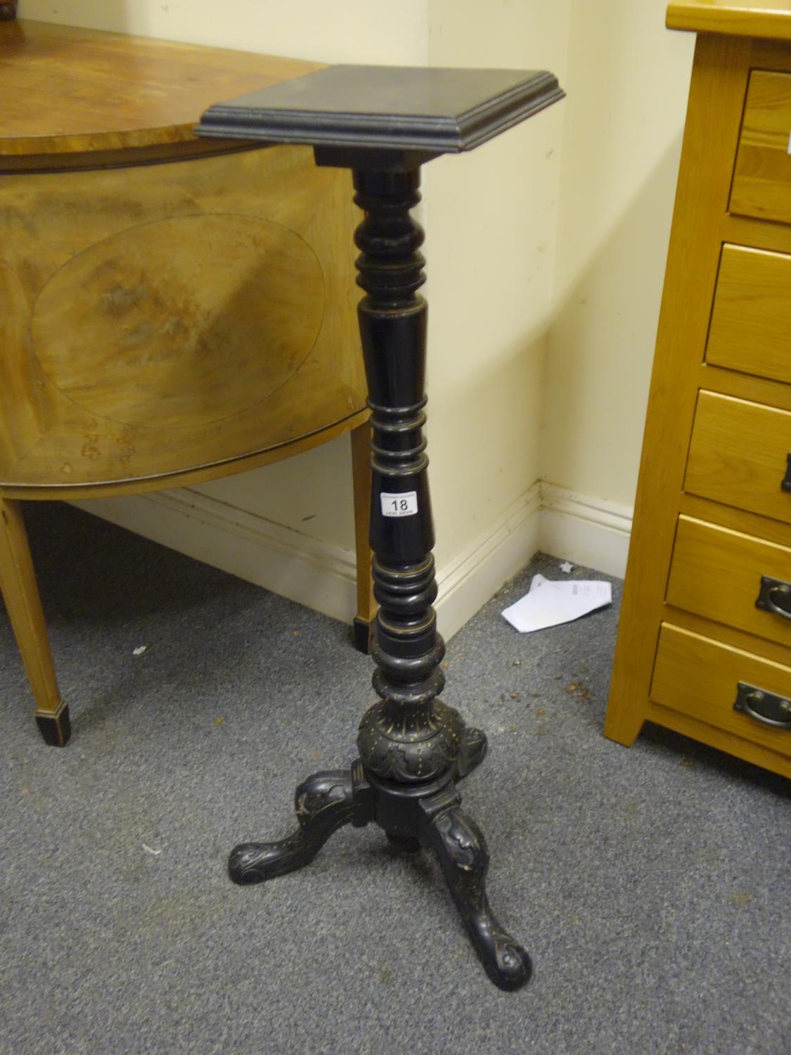 Ebonised Torchere, 3' tall on tripod supports - Image 2 of 3