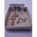 3 x 9ct GOLD Vintage bracelet charms 6 grams