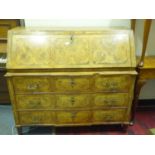 Fench antique Superb 18 th century figured large Gentleman's fruitwood veneered and inlaid with