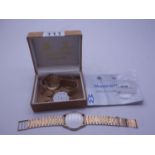 Mappin & Webb a Gent's Vintage Quartz movement 9ct GOLD watch and strap, watch movement will need