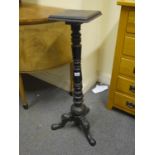 Ebonised Torchere, 3' tall on tripod supports