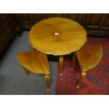 Pie crust topped walnut Art Deco period coffee table, metamorphic design with 4 x smaller coffee