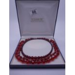 3 x vintage Cherry amber bead necklaces,