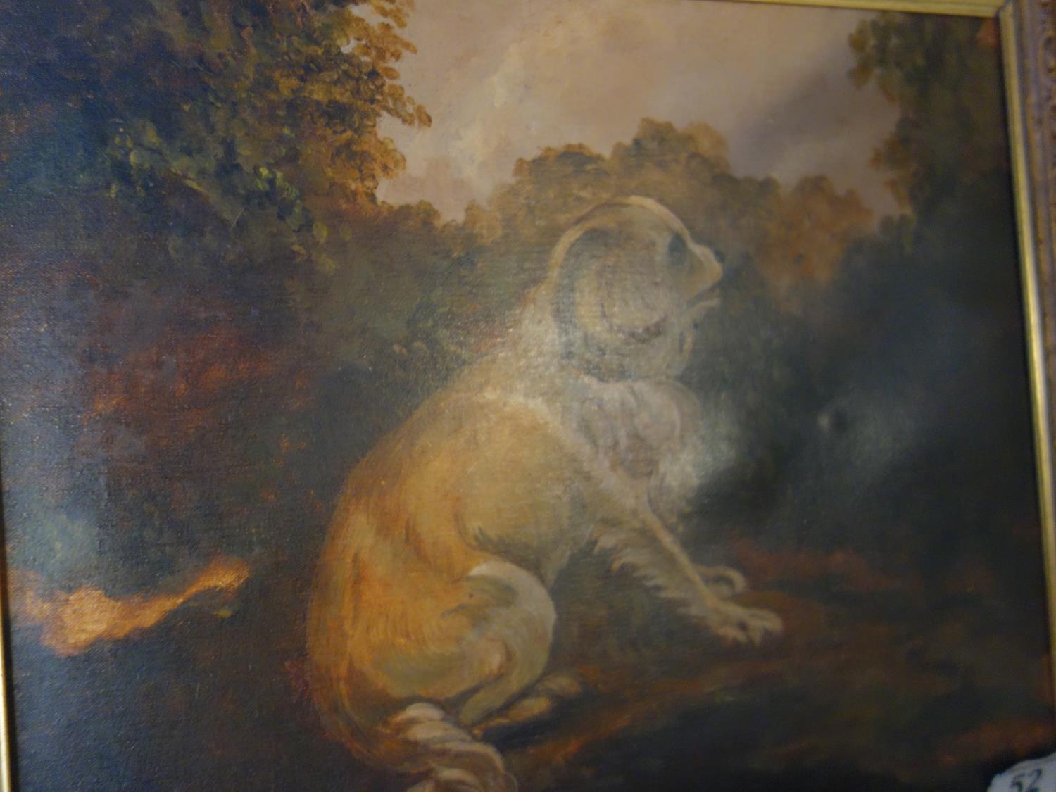 Oil painting on board a naive style painting of a dog signed and dated 13' or 73? board measures 14" - Image 2 of 2