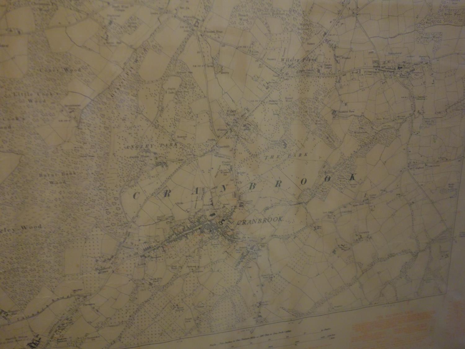 framed and glazed Map dated 1938 of Cranbrook in Kent, - Image 2 of 2