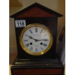 French marble mantle clock, 8 day movement striking on a bell, architectural design