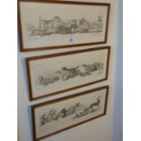 Collection of 3 x caricature French Dog pictures each one signed in pencil, image size 5" x 14"