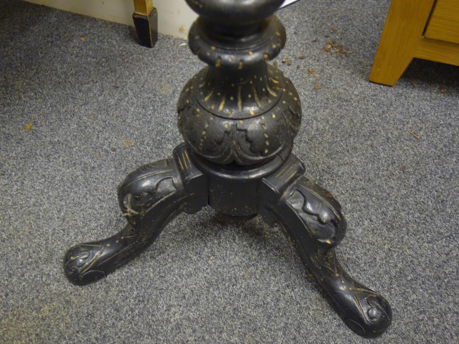 Ebonised Torchere, 3' tall on tripod supports - Image 3 of 3