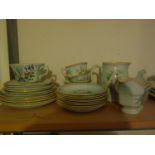 Adams pottery pattern Calynx ware, cups, saucers, serving jugs and 3 x platters