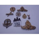 9 x assorted Military brooches or badges