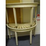 French painted Circular topped Starburst centre table 4' dia comprising 2 x d-ends, each end