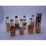 9 x assorted miniatures, 6 x Whisky all un-opened, some reduction to the older ones,