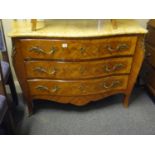 19 th century Louis 1V th style French antique marquetry inlaid Kingwood Commode, serpentine top