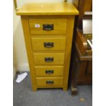 Arts & Crafts inspired oak collectors chest of 5 x short drawers 3'6 tall 12" deep,