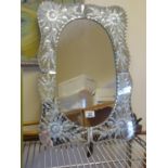 Venetian mirror, 2' long 18" tall with an oval inset plain mirror,