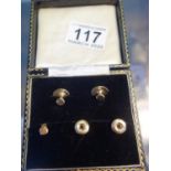 5 x items solid GOLD stud set, for Gent's shirts and buttons, in original presentation box, makers