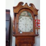 Mid 19c wide bodied Longcase clock, body and face has been restored hand painted dial makers mark