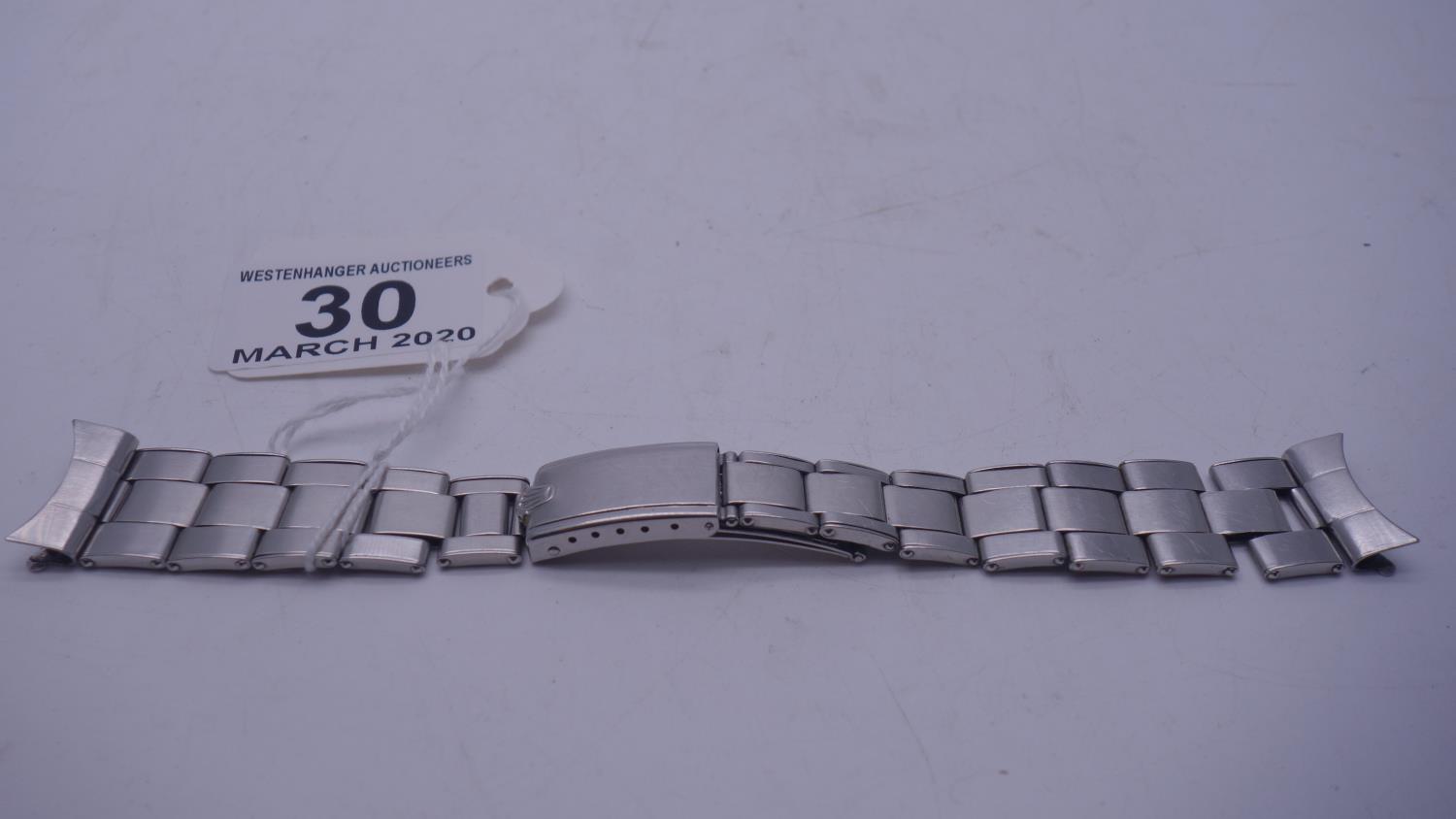 Rolex a stainless steel Jubilee strap with double deployment clasp, large Rolex Crown, 6.5" long