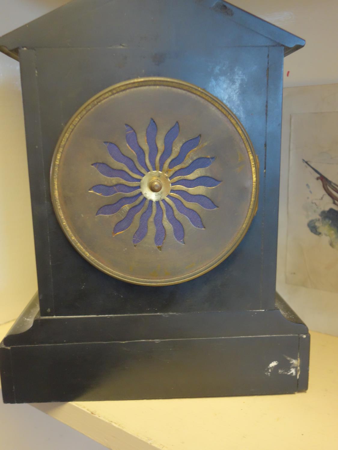 Marble french 8 day clock striking on a bell 10" tall supplied by George Blackie of the Strand - Image 3 of 4