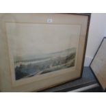 framed and glazed coloured print panoramic landscape scene of Inverness, 24" x 26" in gilt frame