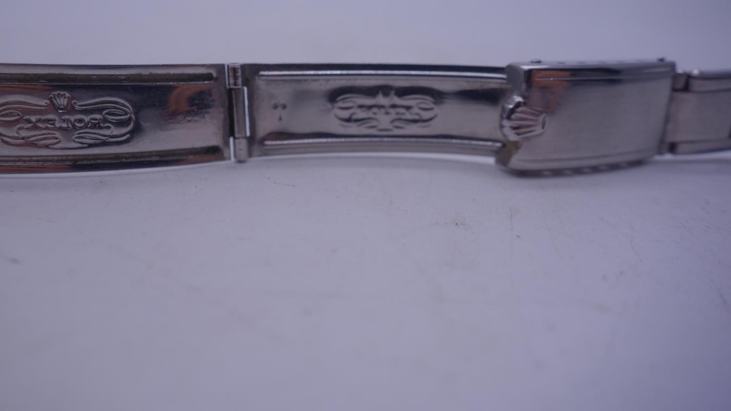 Rolex a stainless steel Jubilee strap with double deployment clasp, large Rolex Crown, 6.5" long - Image 3 of 6