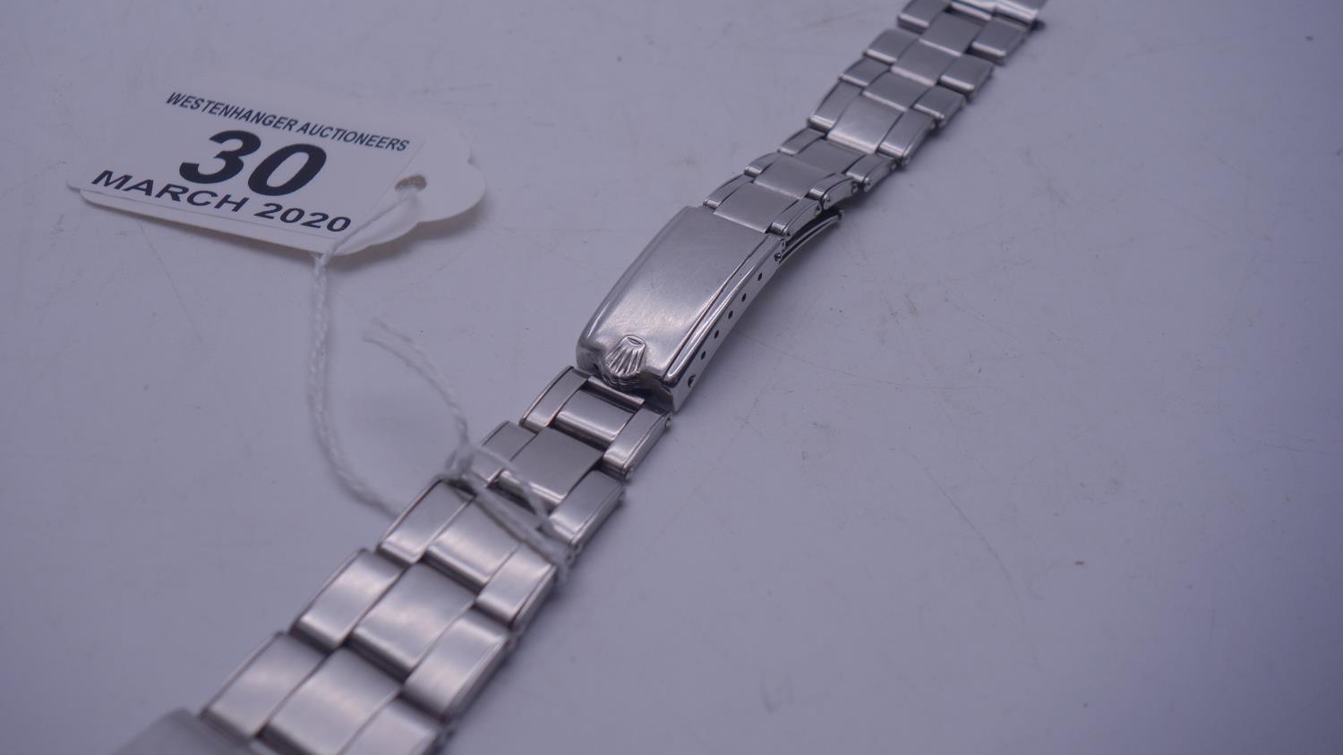 Rolex a stainless steel Jubilee strap with double deployment clasp, large Rolex Crown, 6.5" long - Image 2 of 6