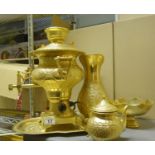 Salamander, a gilt kettle with tray, tea pot, jug and sugar basin est 20-30