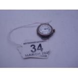 19th century small Military watch, 3/4" dial set in 925 silver case