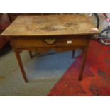 Georgian period oak hall table with a single drawer to the front, 2'6 tall 24" deep