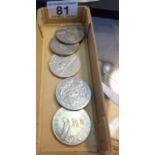 Collectors coins, Queen Elizabeth 11, £5 coins, x 5, commemorating events,