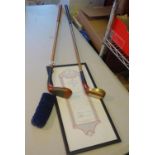 2 x interesting golf clubs and putters, a limited edition putter Royale, No:3150 with certificate