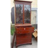 Georgian Secretaire Bookcase, bookcase top with Secretaire section to the base 6'6 tall 3' wide,