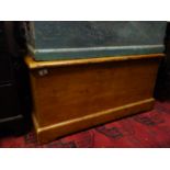 Pine blanket box 3'6 long 18" tall and 18" deep, with candle box area, hinge and lock broken