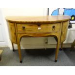 Georgian period bow fronted mahogany sideboard on tapering supports with a single bow fronted drawer