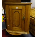 19 th Century c1820's pine corner cupboard with a single door to the front, with scallop shaped