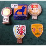 5 x assorted Car Badges, including National Traction, British Racing & Sports Car Club