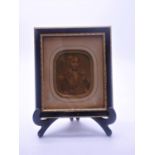 Hogarth Framed and glazed miniature print of Napoleon Bonaparte, 2" x 2.5"