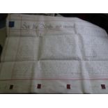 2 x vintage hand written memorandoms, with red seals and autograph signatures and a settlement