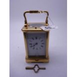 Superb 19th century brass repeater 8 day carriage clock striking on a gong, makers initial RG 4"